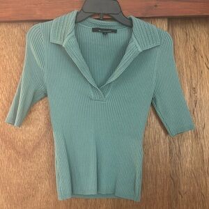 WHBM teal collar top